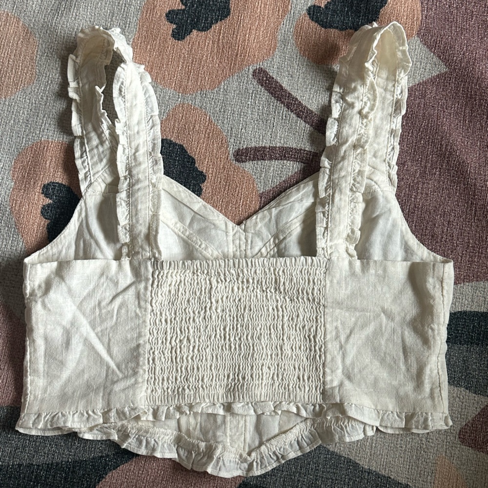 BP Cream Ruffled Crop Top - Picture 3 of 3